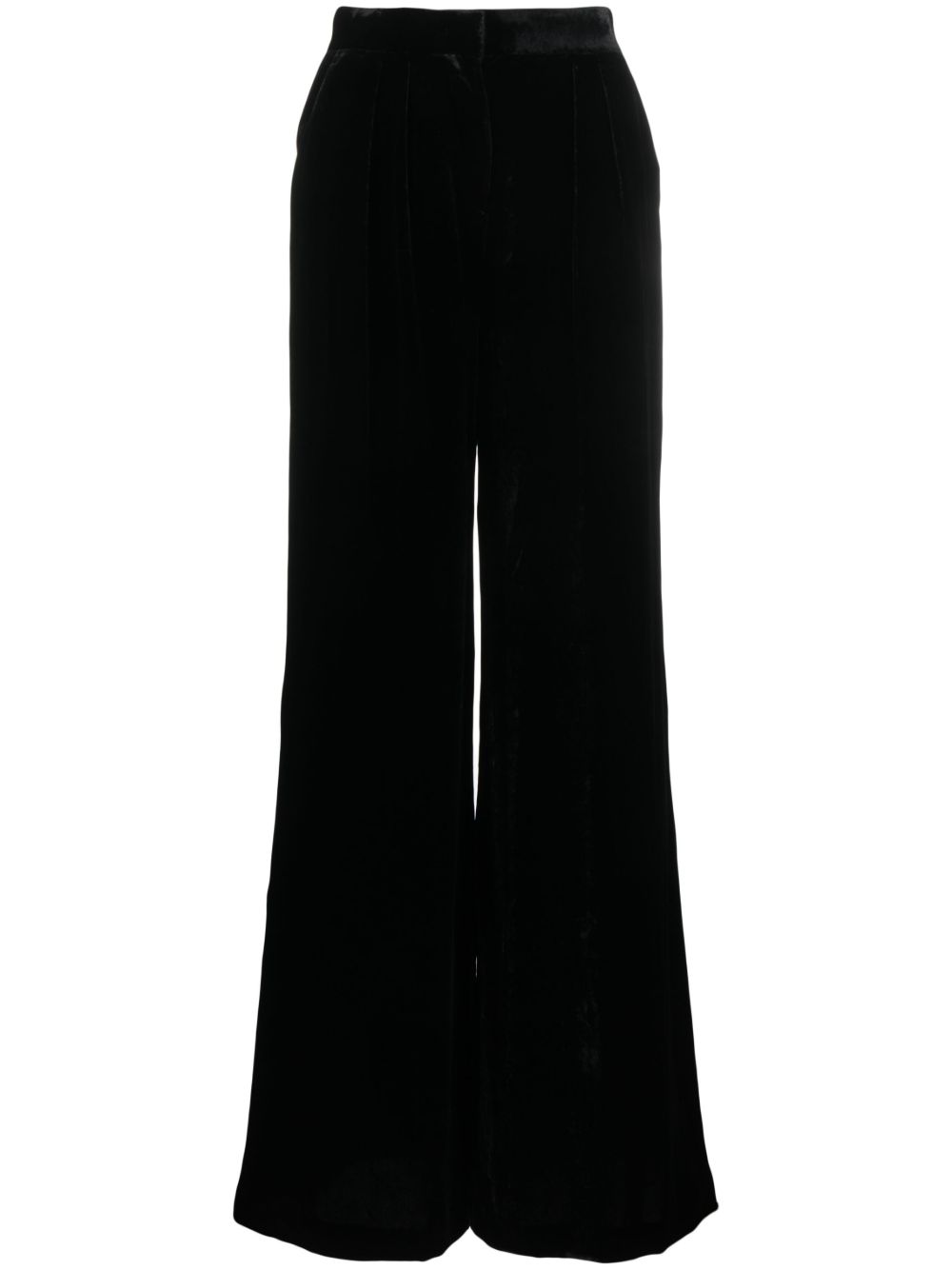 Alberta Ferretti 丝绒阔腿裤 - 黑色