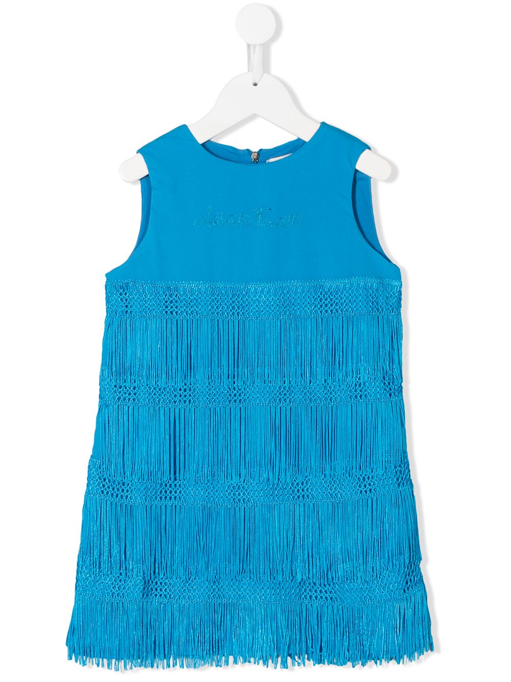 Alberta Ferretti Kids 流苏边迷你连衣裙 - 蓝色