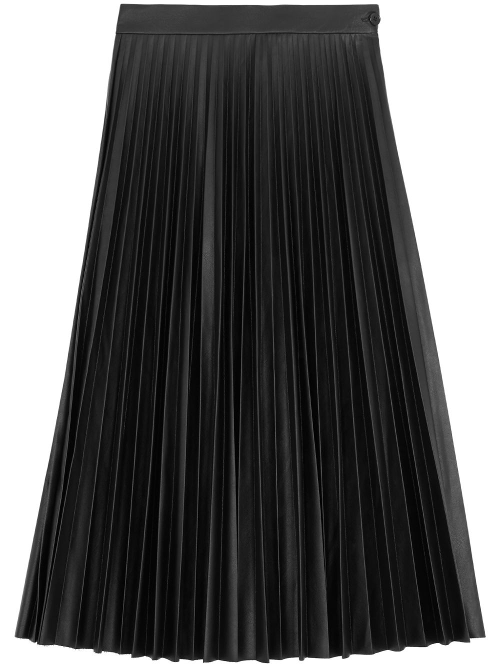 MM6 Maison Margiela 百褶人造皮革中长半身裙 - 黑色