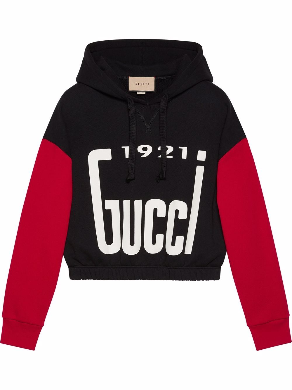 Gucci logo印花抽绳连帽衫 - 黑色