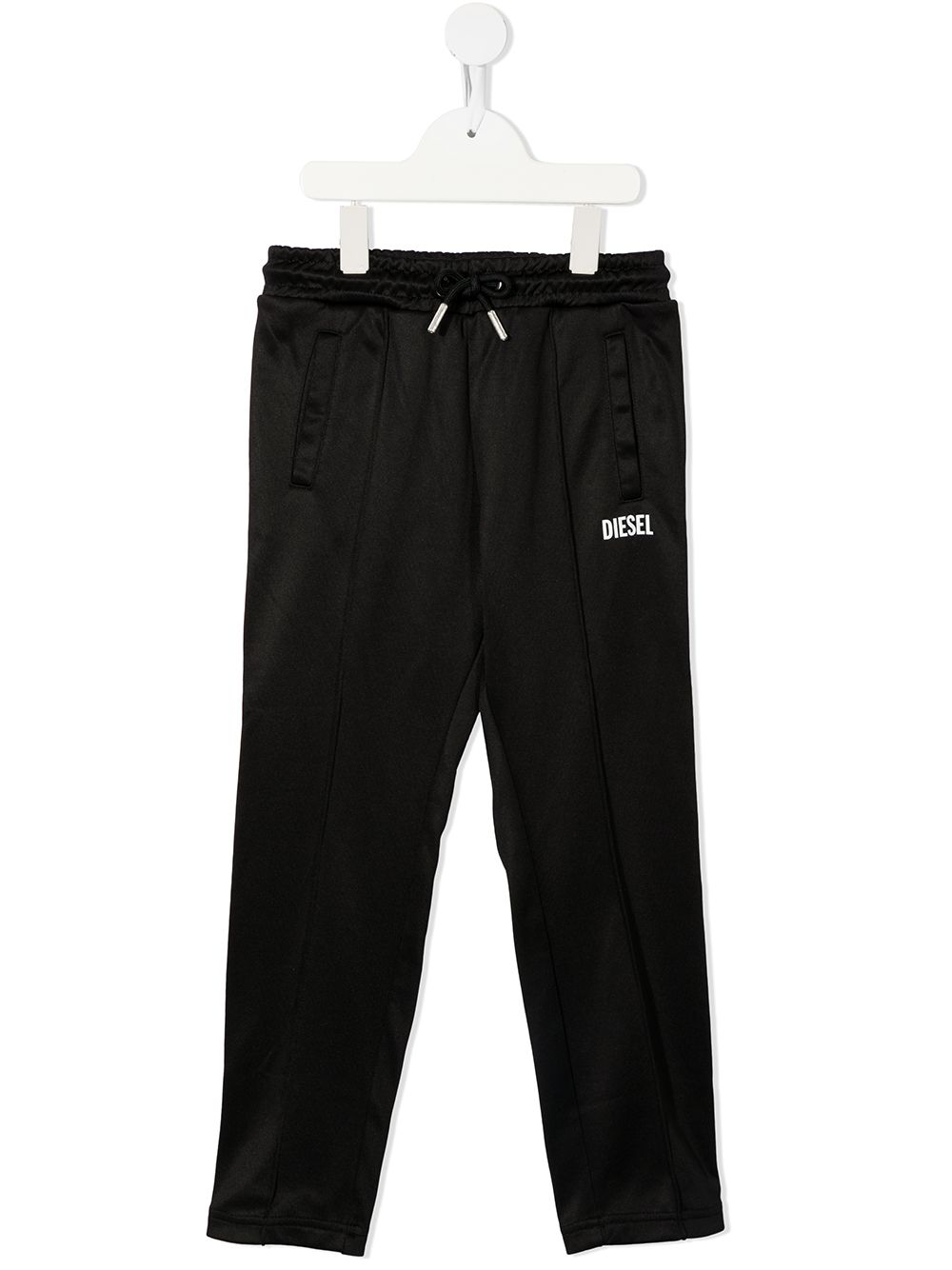 Diesel Kids logo印花抽绳运动裤 - 黑色