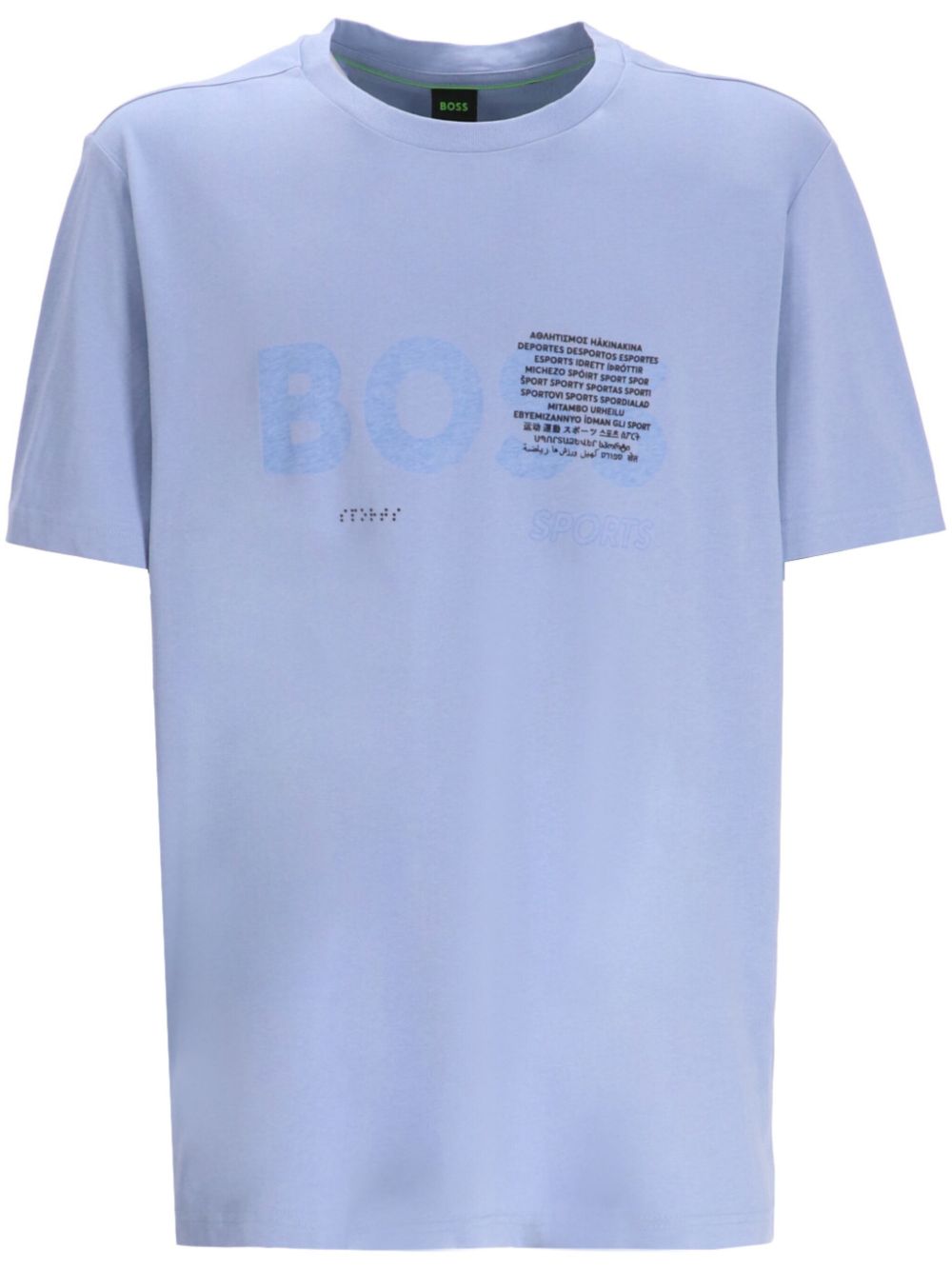 BOSS logo印花棉T恤 - 蓝色