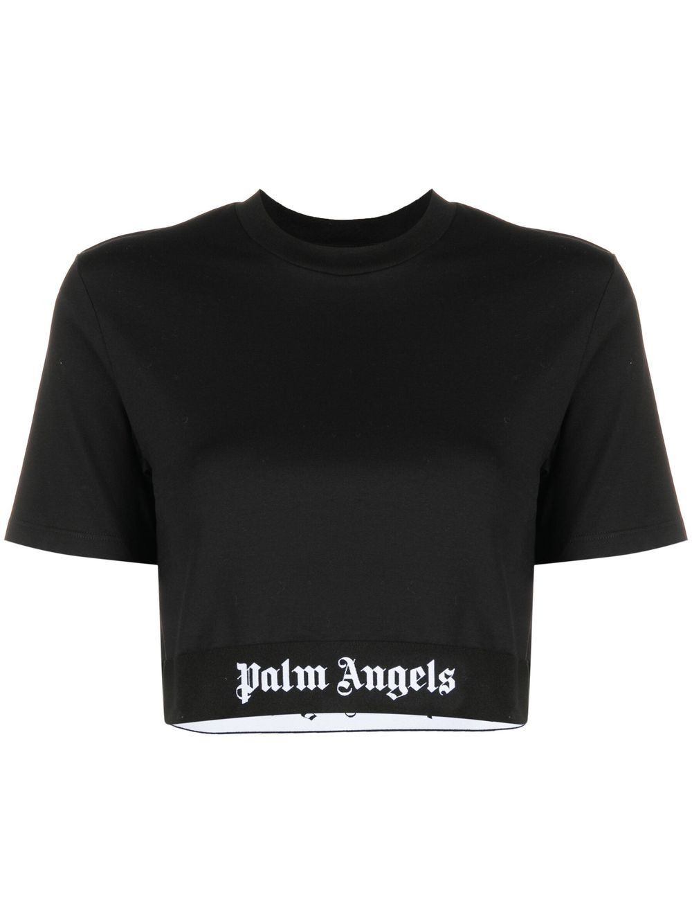 Palm Angels logo织带短款T恤 - 黑色