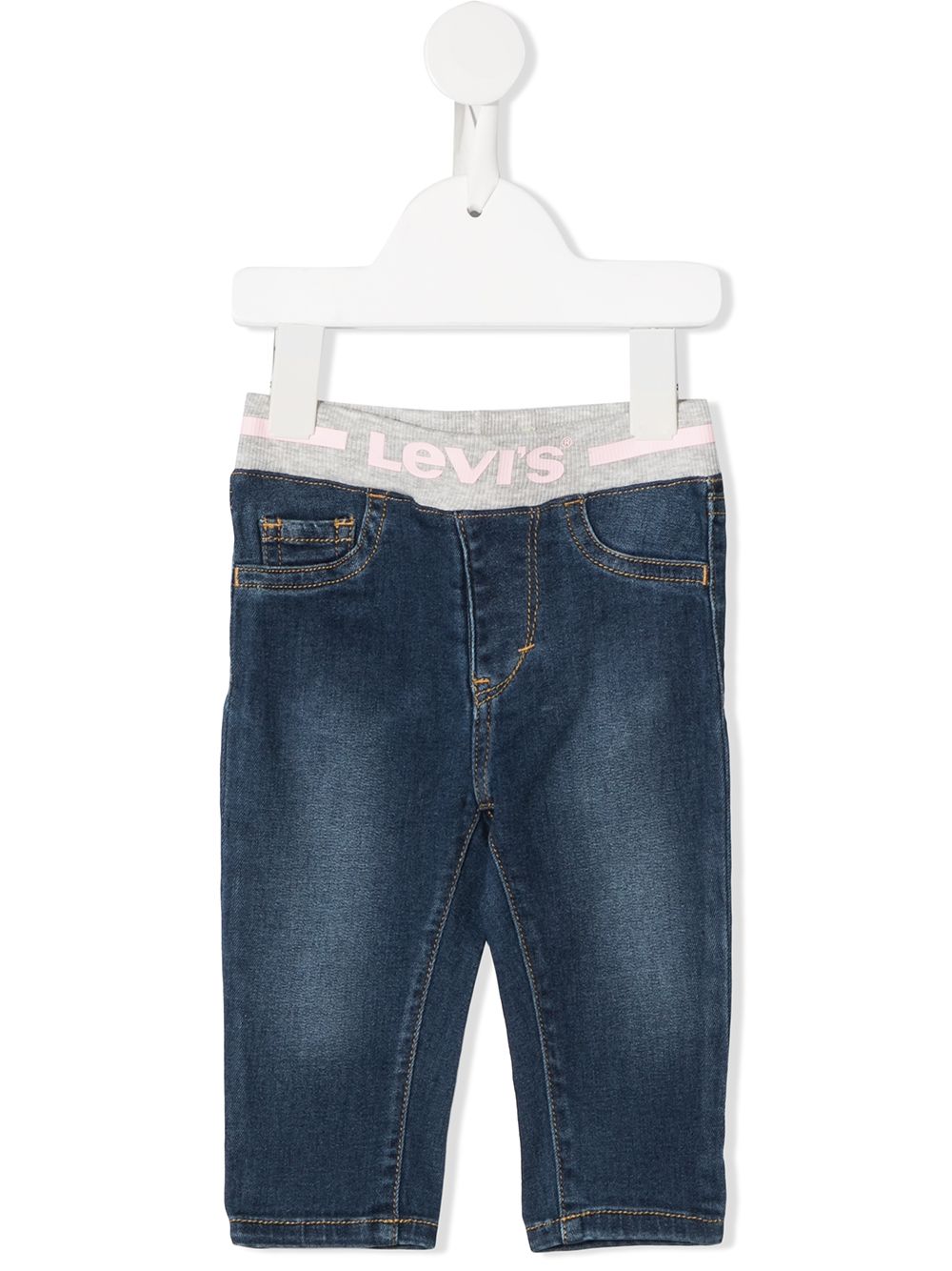 Levi's Kids 松紧logo织带牛仔裤 - 蓝色