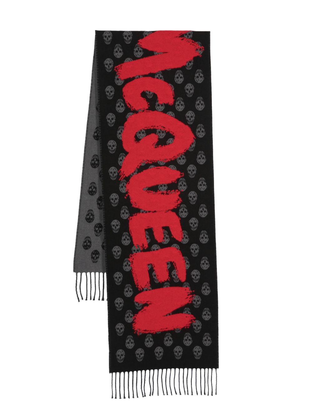 Alexander McQueen 骷髅头图案logo围巾 - 黑色