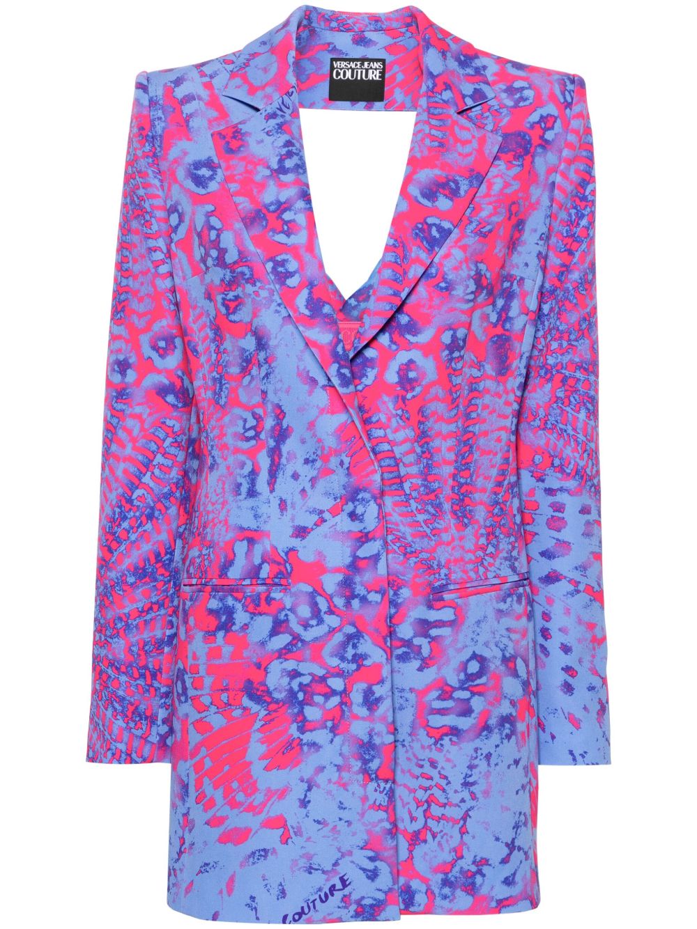 Versace Jeans Couture Animalier 单排扣西装夹克 - 蓝色