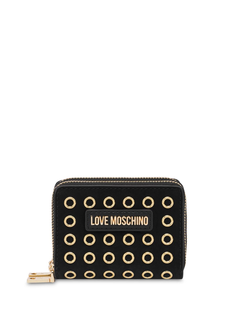Love Moschino logo字母孔眼细节钱包 - 黑色