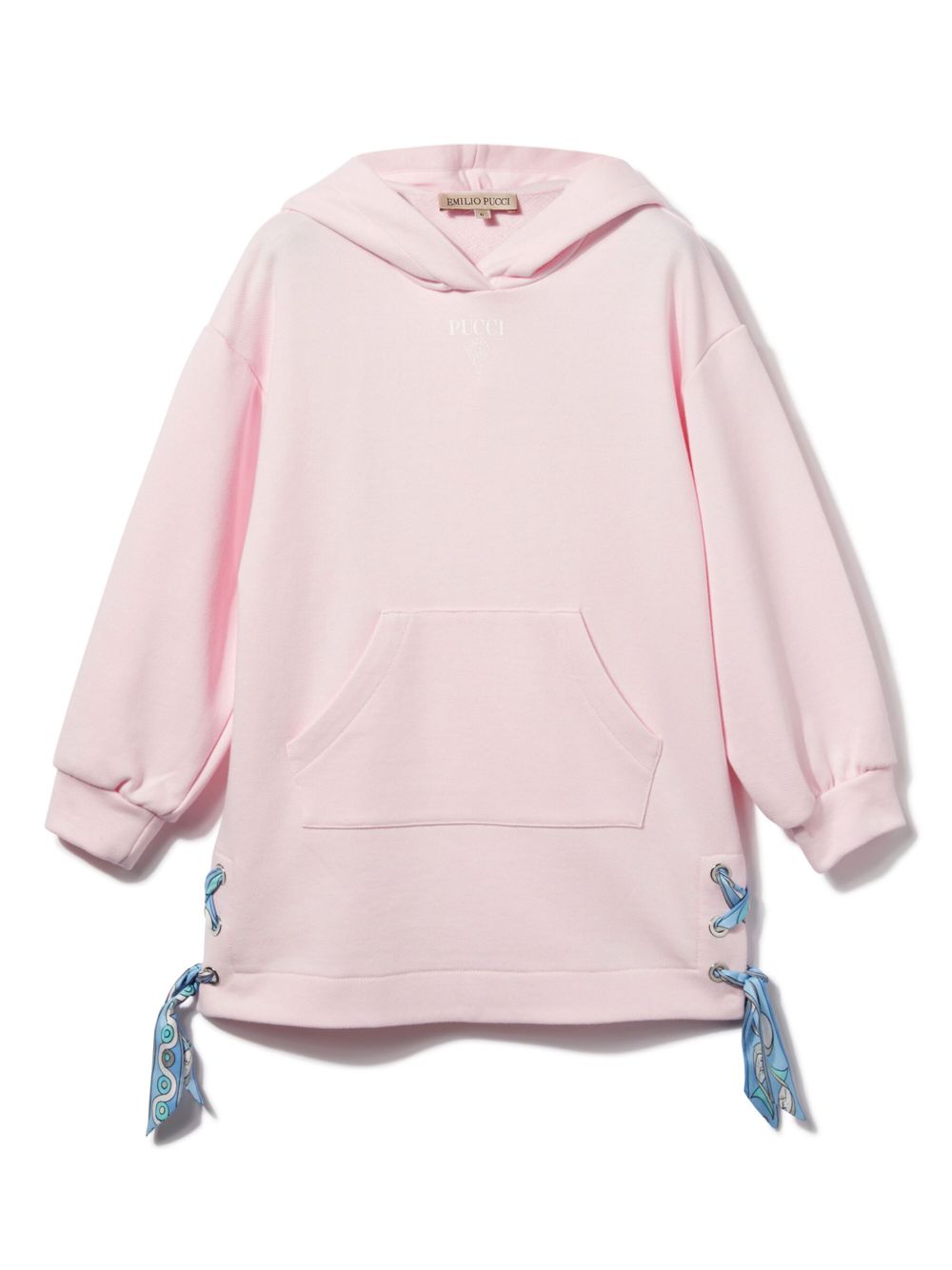 PUCCI Junior logo印花连帽平纹针织连衣裙 - 粉色
