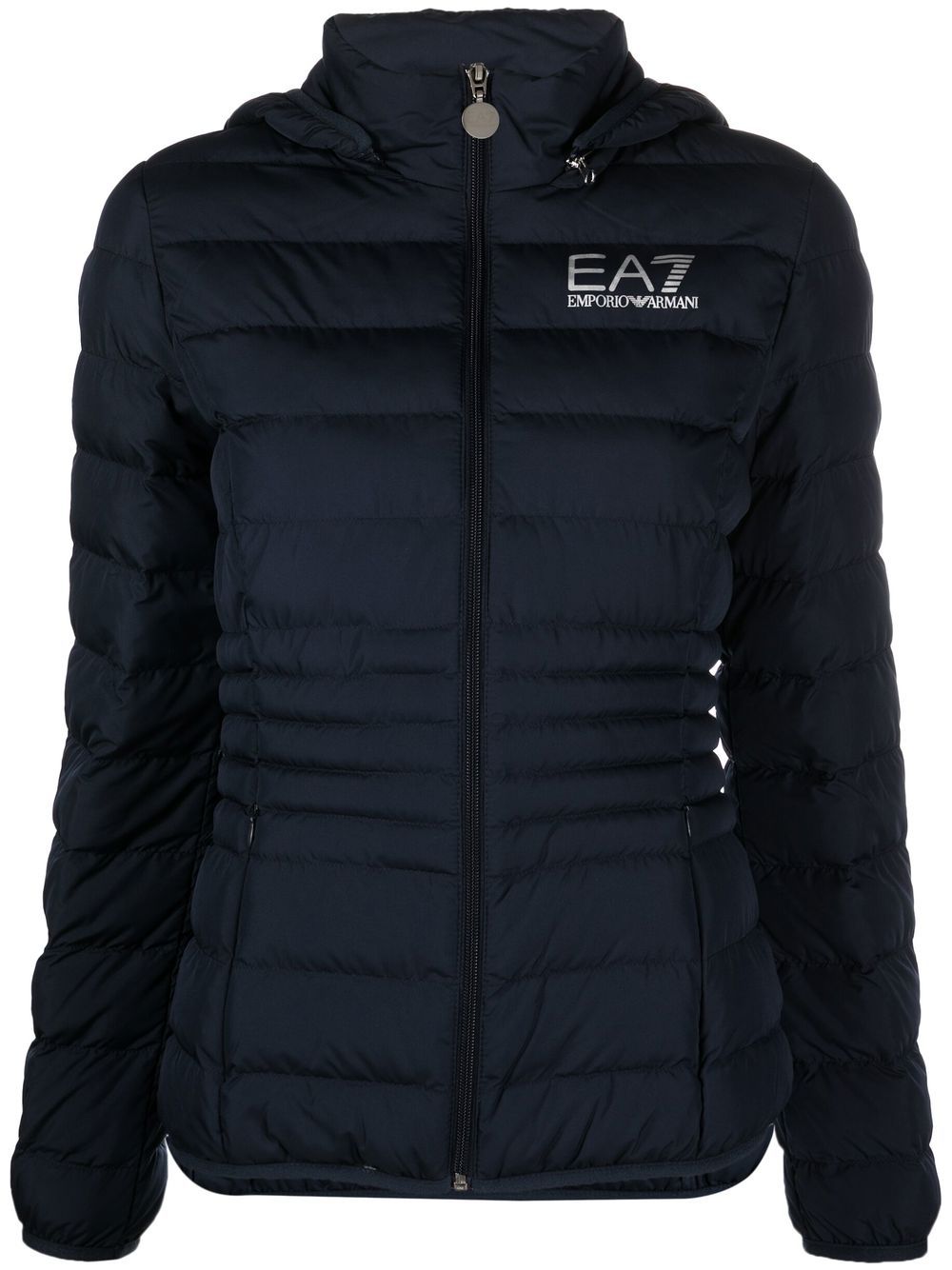 Ea7 Emporio Armani logo印花填充夹克 - 蓝色