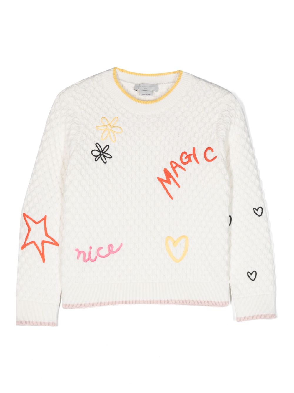 Stella McCartney Kids 刺绣细节针织上衣 - 白色