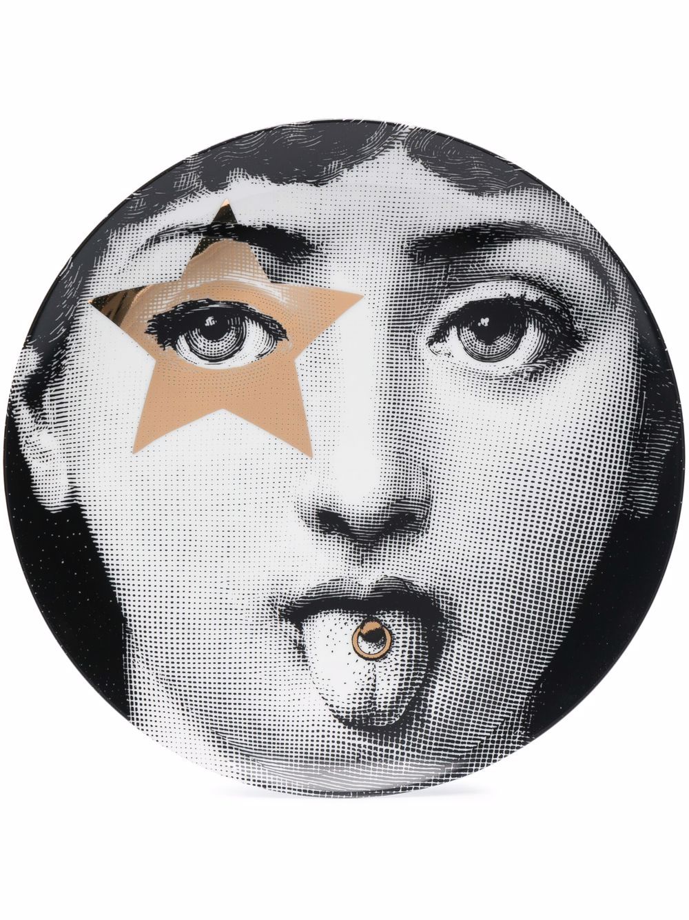 Fornasetti 脸孔印花餐盘 - 黑色