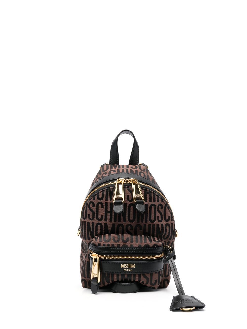 Moschino logo字样双肩包 - 褐色