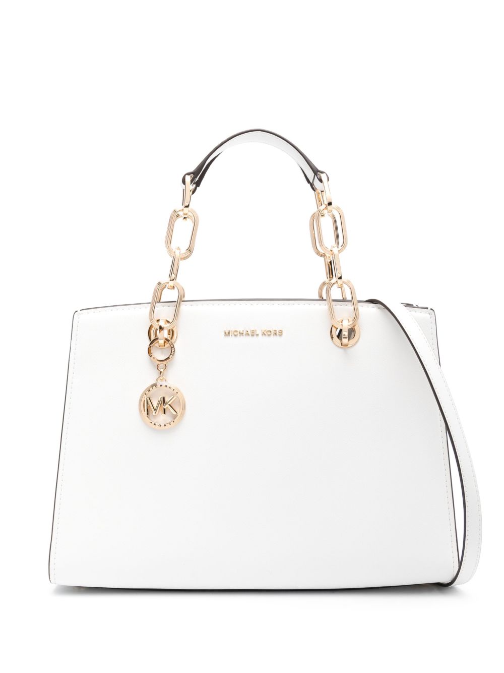 Michael Michael Kors Cynthia 中号皮质托特包 - 白色