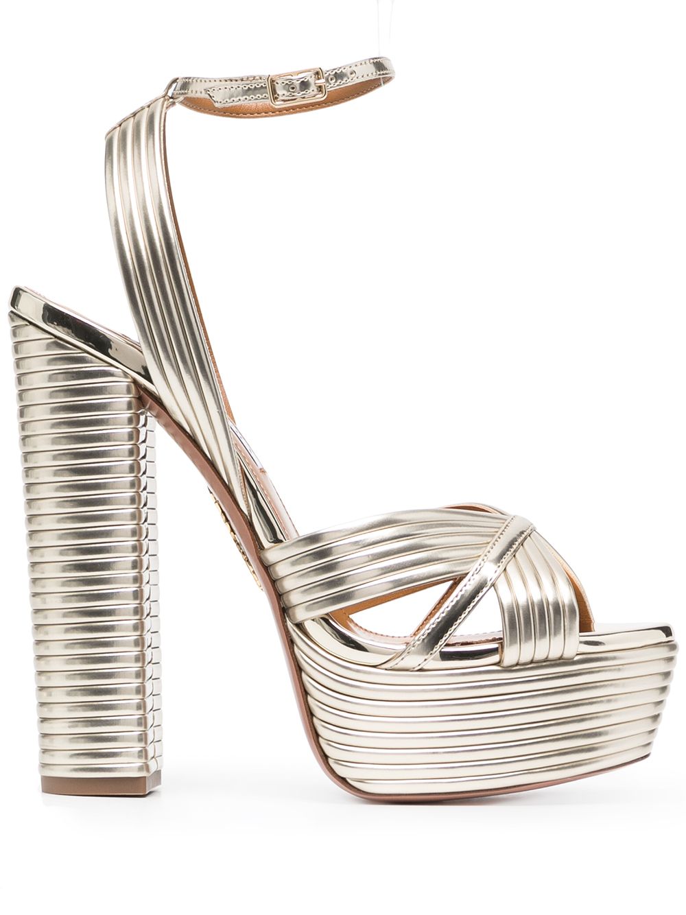 Aquazzura Sundance 罗纹高跟凉鞋 - 金色