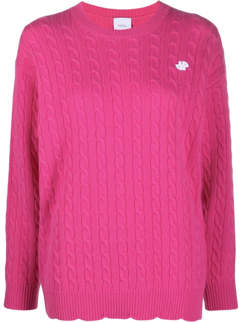 Patou logo图案粗绞花针织毛衣 - 粉色