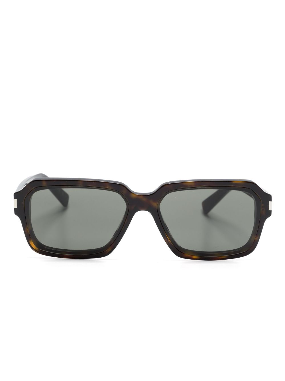 Saint Laurent Eyewear 玳瑁纹效果长方框太阳眼镜 - 褐色