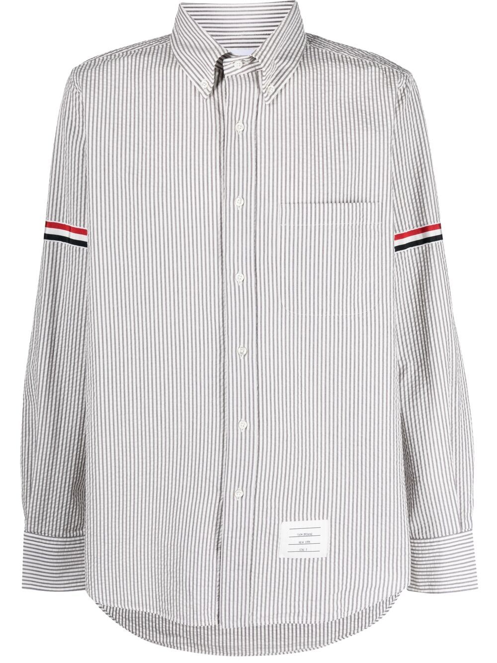 Thom Browne 直条纹长袖衬衫 - 灰色
