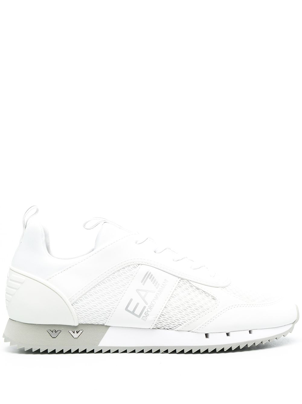 Ea7 Emporio Armani logo侧条纹低帮运动鞋 - 白色