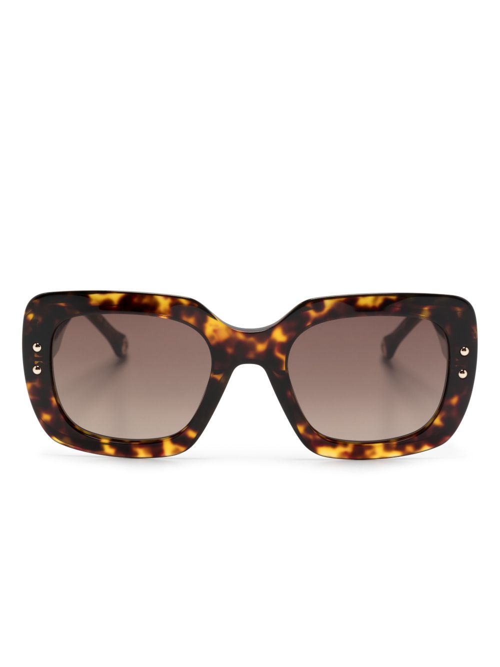 Carolina Herrera 玳瑁纹方框太阳眼镜 - 褐色