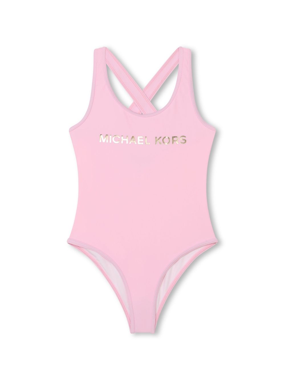 Michael Kors Kids logo印花连体泳衣 - 粉色