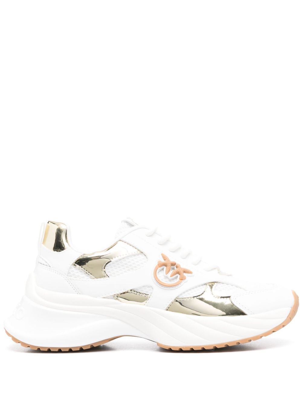PINKO logo-patch mirror-detailed sneakers - 白色