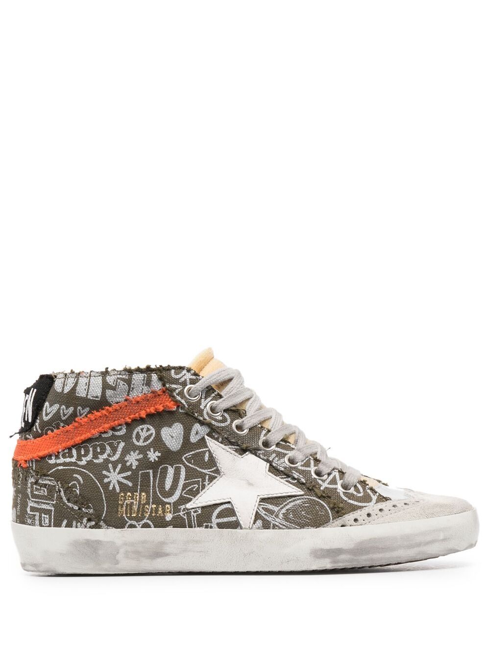 Golden Goose Mid Star 字样印花高帮运动鞋 - 绿色