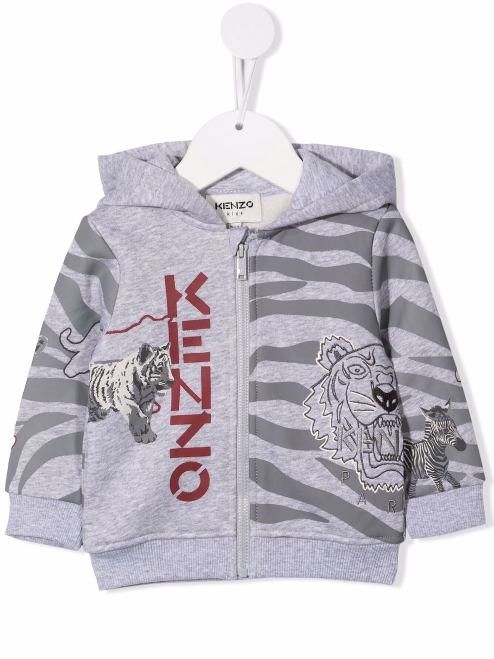 Kenzo Kids 斑马纹图案连帽衫 - 灰色