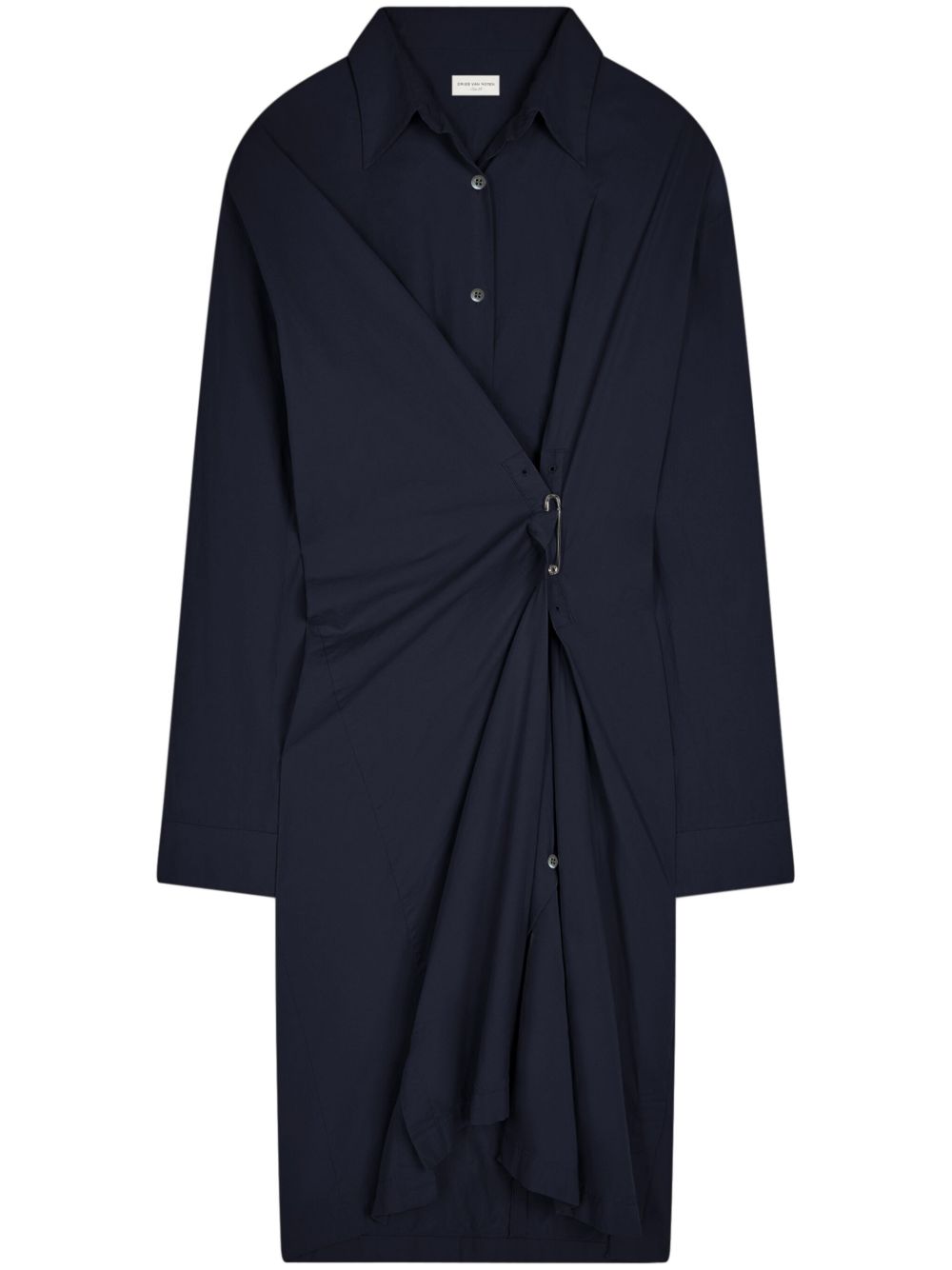 DRIES VAN NOTEN 垂坠棉衬衫裙 - 蓝色