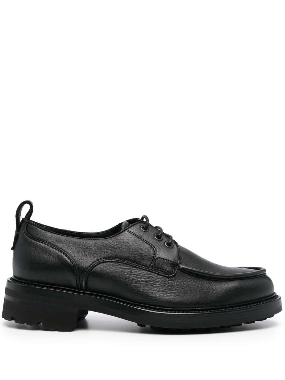 Brioni 褶皱皮质德比鞋 - 黑色