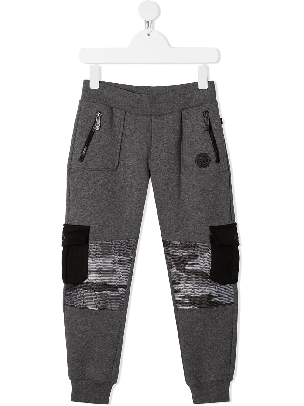 Philipp Plein Junior 抽绳系带迷彩运动裤 - 灰色