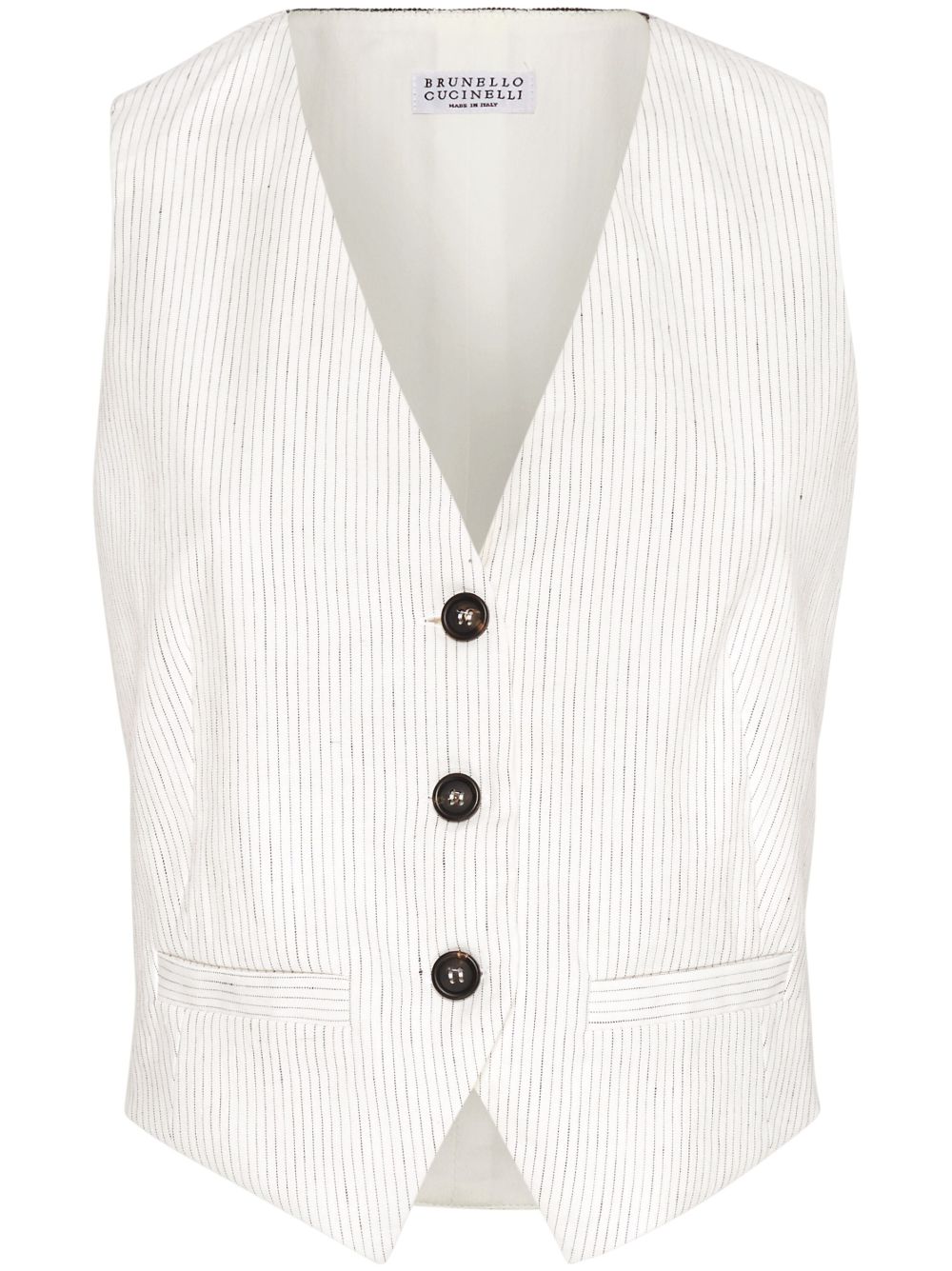 Brunello Cucinelli 细条纹西式马甲 - 白色