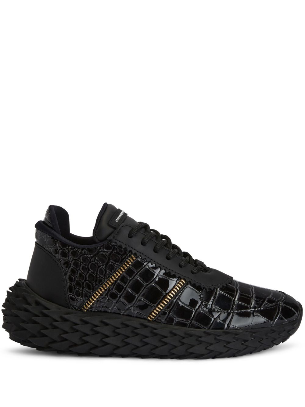 Giuseppe Zanotti Urchin 仿鳄皮纹运动鞋 - 黑色