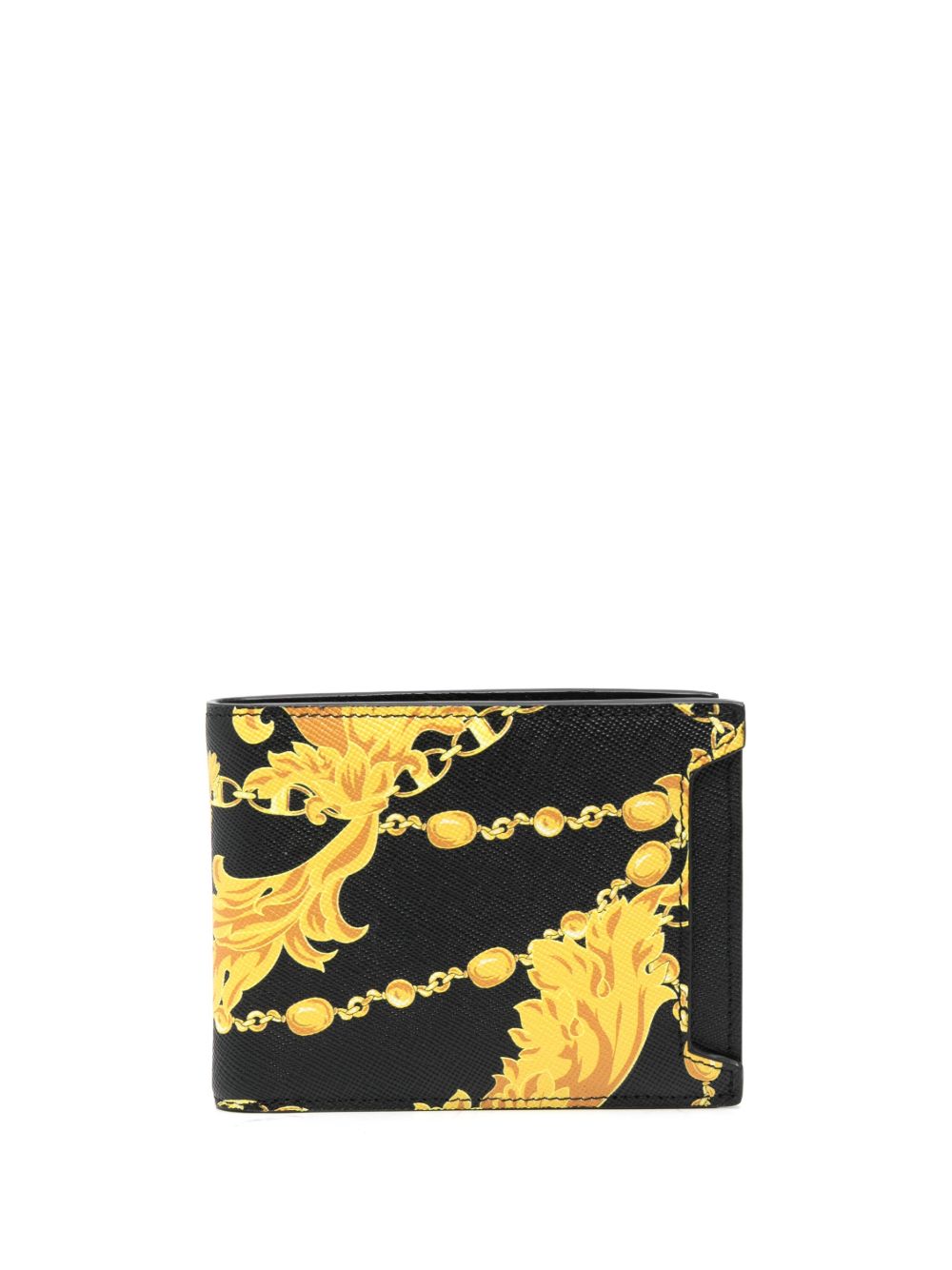 Versace Jeans Couture 巴洛克印花对折钱包 - 黑色