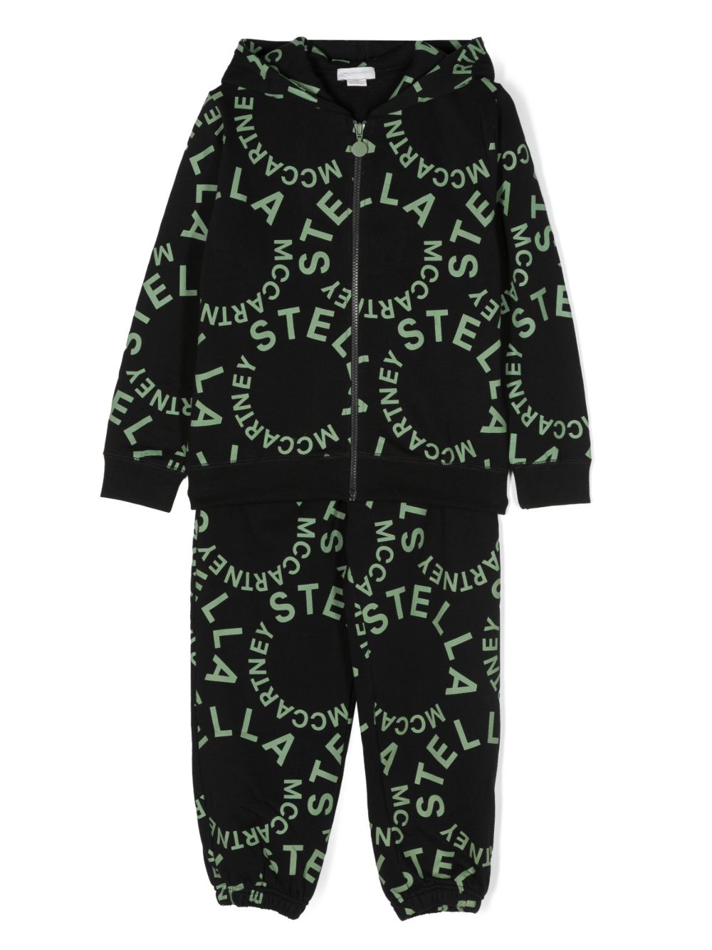 Stella McCartney Kids logo印花棉运动套装 - 黑色