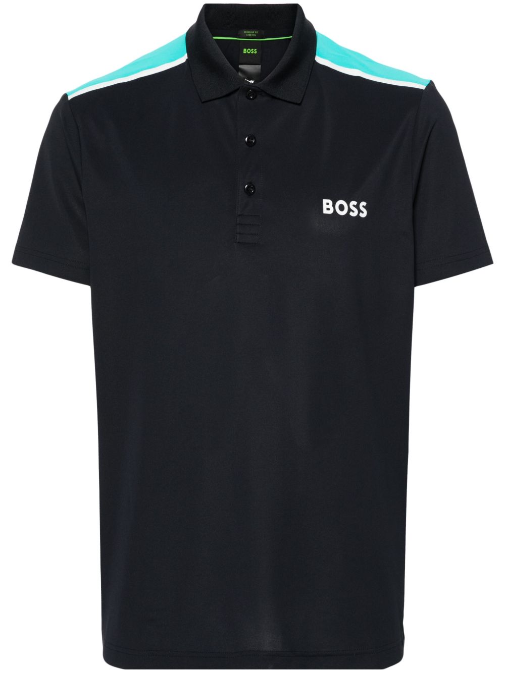 BOSS logo印花polo衫 - 蓝色