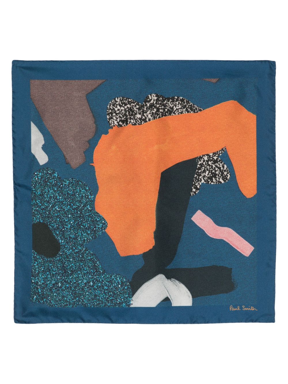 Paul Smith 抽象印花真丝围巾 - 蓝色