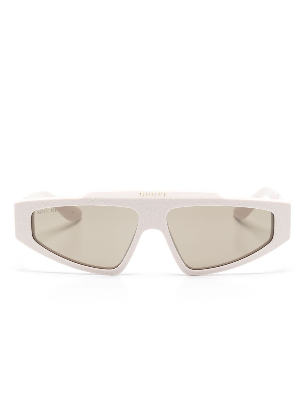 Gucci Eyewear 骑士风镜框太阳眼镜 - 白色