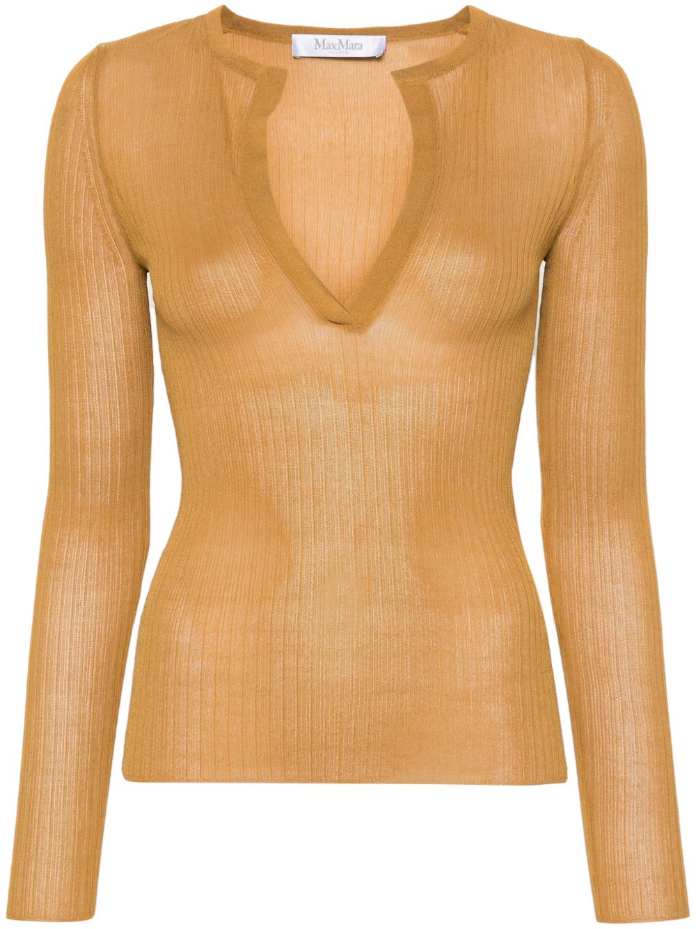 Max Mara Saggina 罗纹真丝毛衣 - 褐色