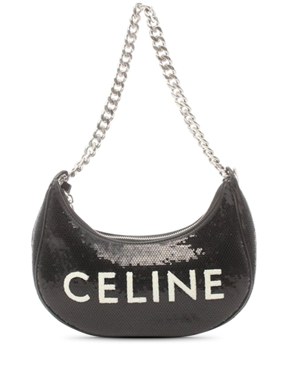 Céline Pre-Owned Ava Chain 中号亮片单肩包（2018-2023年典藏款） - 黑色