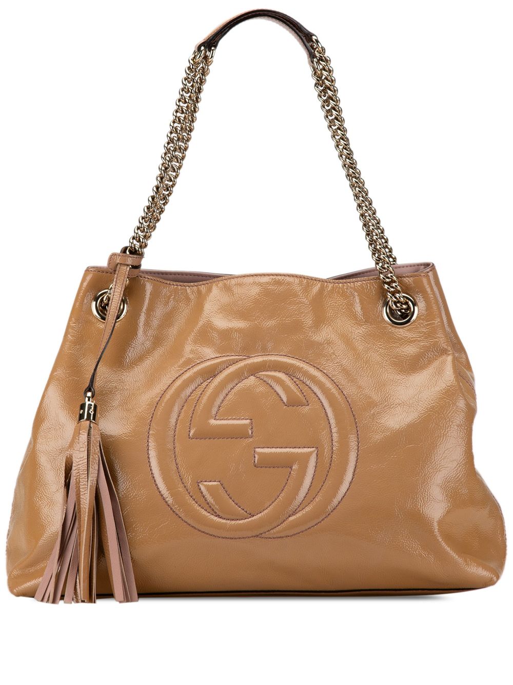 Gucci Pre-Owned Soho Chain 中号漆皮手提包（2000-2015年典藏款） - 褐色