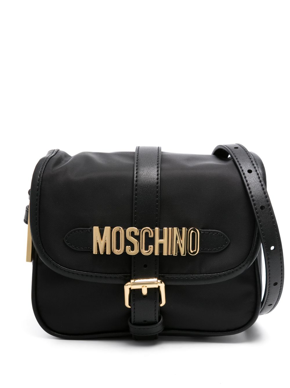 Moschino logo标牌斜挎包 - 黑色