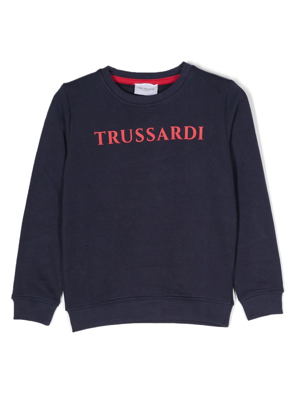 TRUSSARDI JUNIOR logo印花棉卫衣 - 蓝色