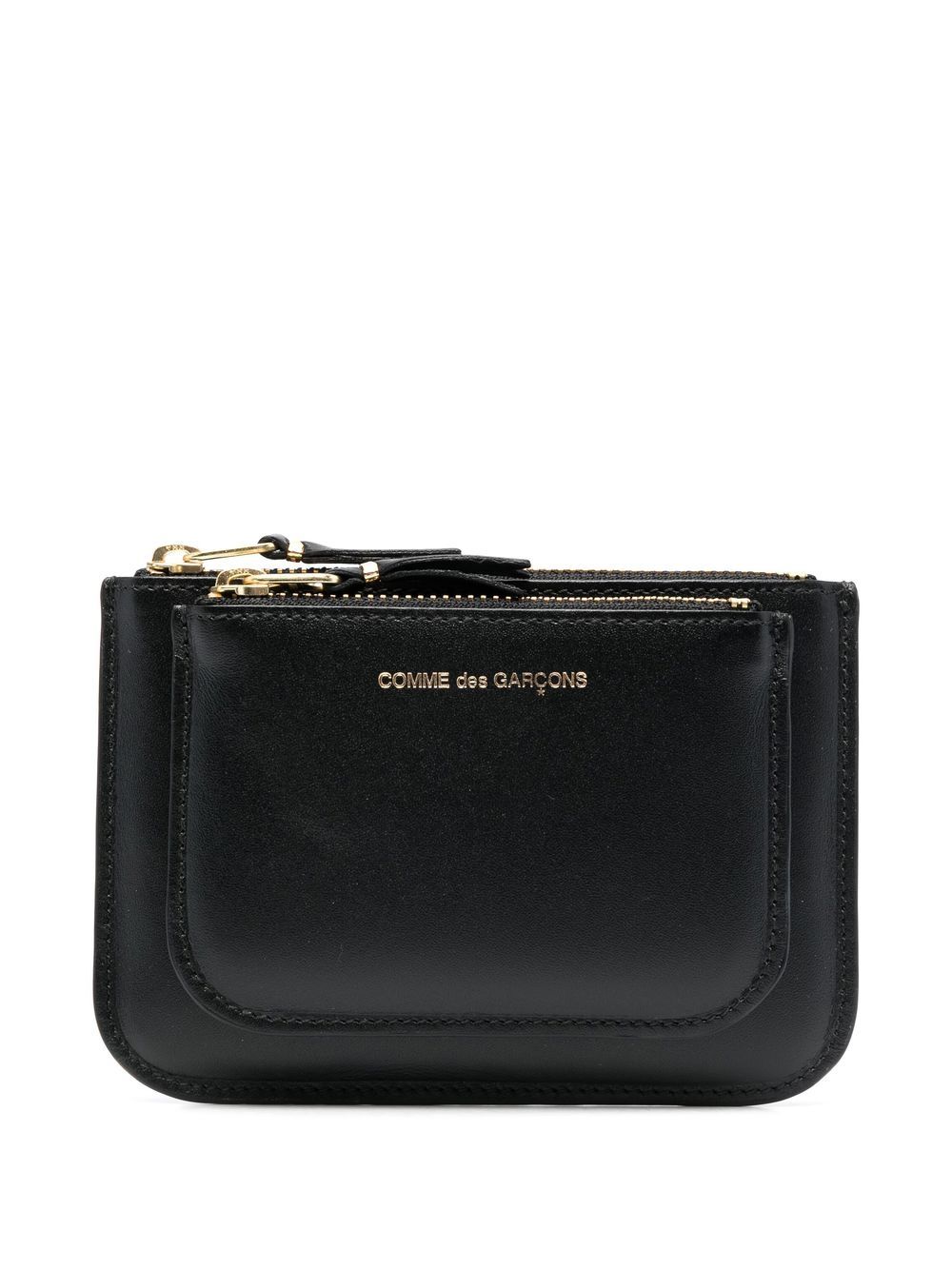 Comme Des Garçons Wallet logo印花小牛皮钱包 - 黑色