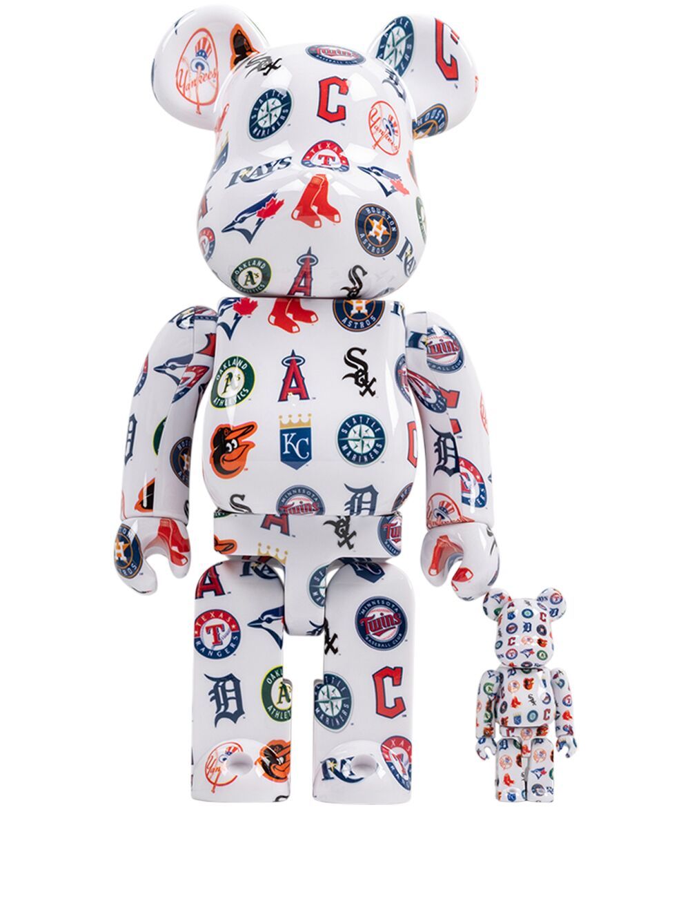MEDICOM TOY x MLB American League BE@RBRICK 100% & 400% 模型玩具套装 - 白色