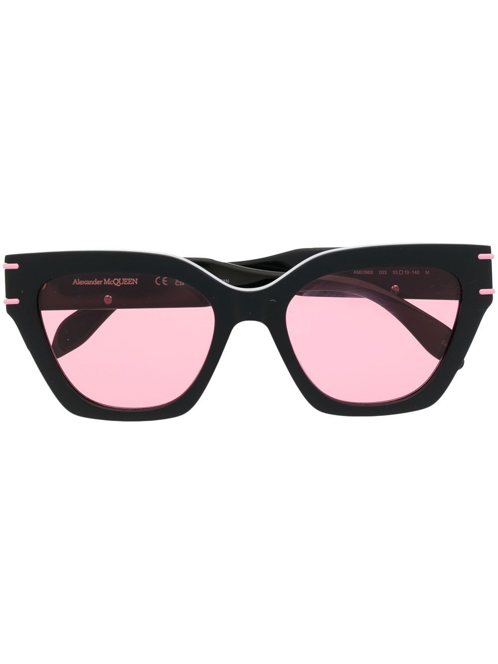 Alexander McQueen Eyewear logo印花镜腿太阳眼镜 - 黑色