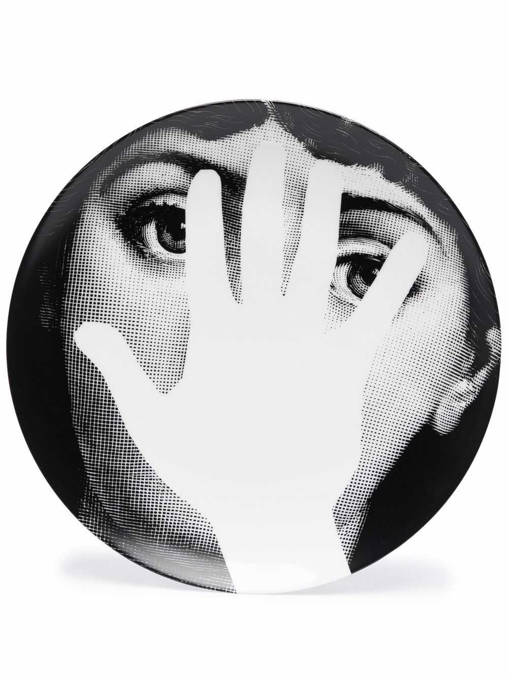 Fornasetti 图案印花陶瓷挂墙装饰盘 - 黑色