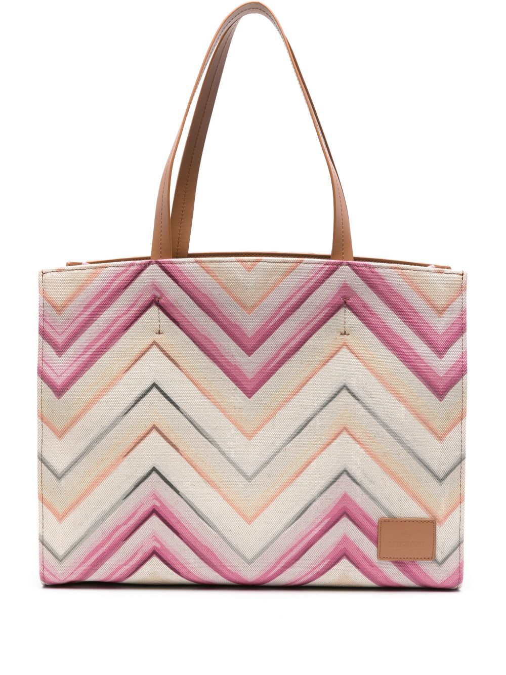 Missoni 人字纹图案印花帆布手提包 - 中性色