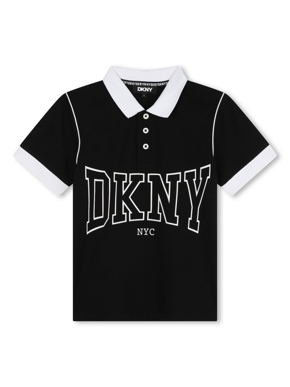 Dkny Kids logo印花polo衫 - 黑色