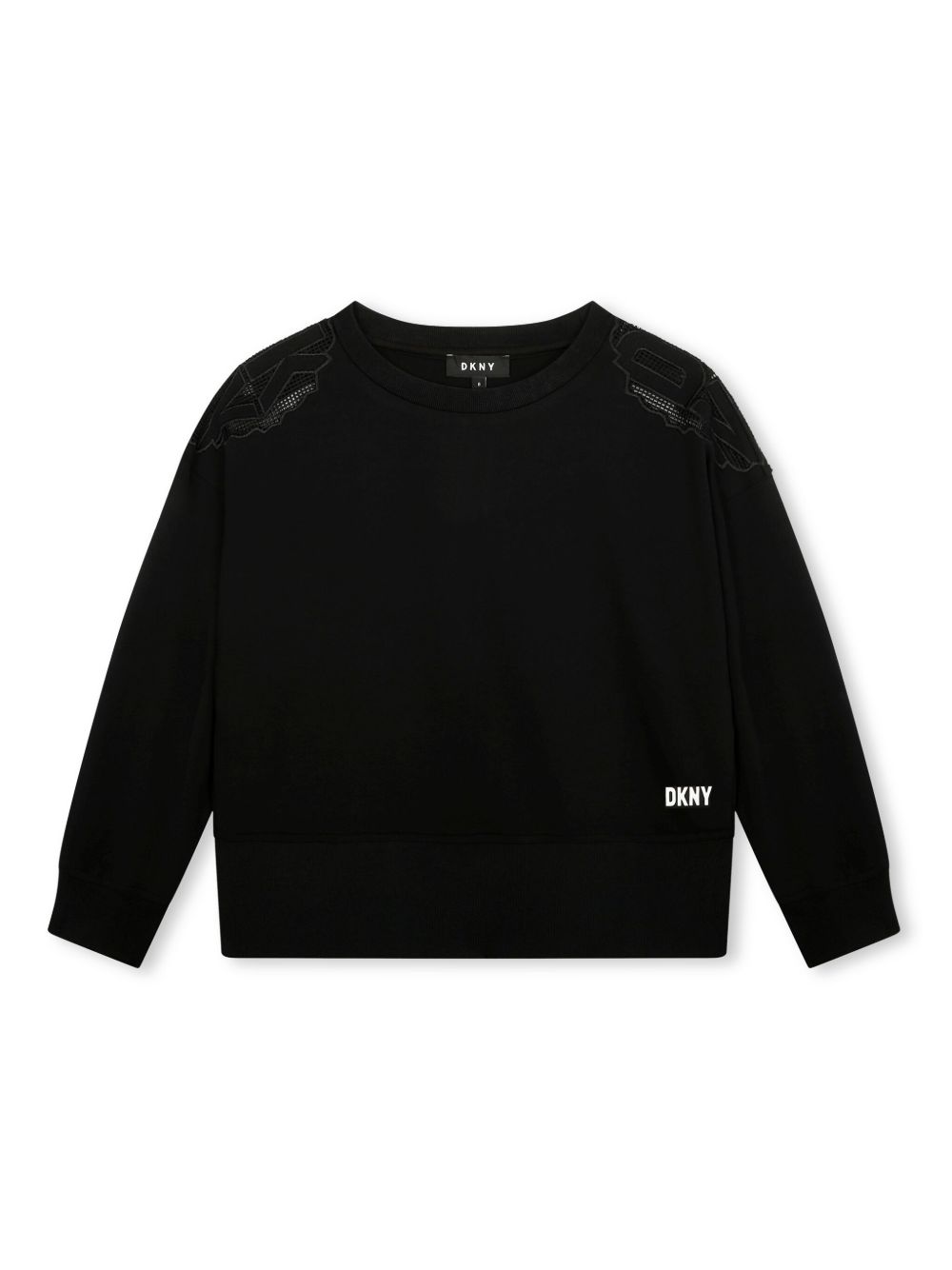 Dkny Kids logo刺绣圆领卫衣 - 黑色