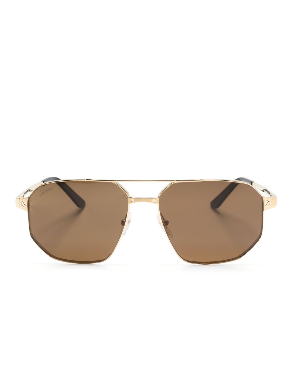 Cartier Eyewear Santos de Cartier 飞行员太阳眼镜 - 金色